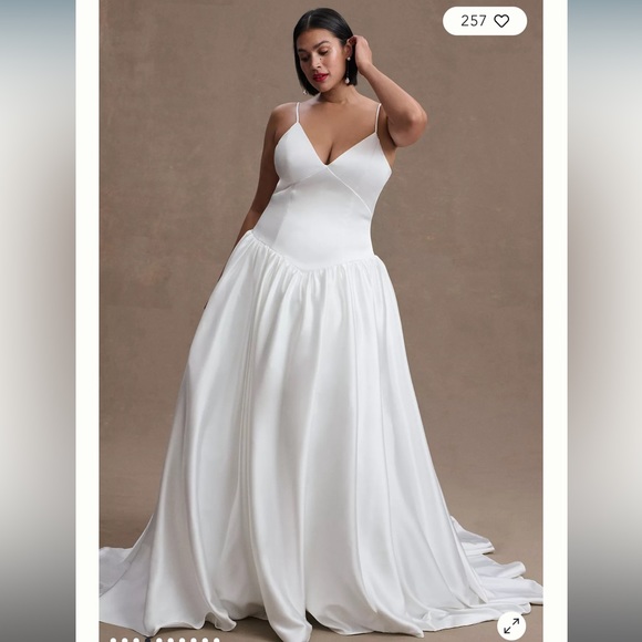 BRAND NEW JENNY BY JENNY YOO SHERIDAN DROP-WAIST STRETCH-SATIN WEDDING GOWN - Picture 4 of 9